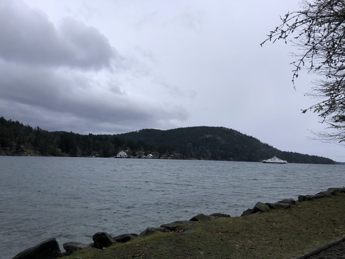 View of ferries at Fulford Harbour on Salts Spring Island.